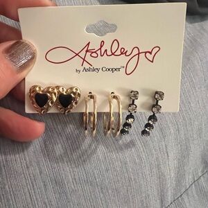 Ashley Cooper 3 Pairs of Pierced Earrings, new on card